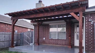 Red Wood Pergola in a Brick House