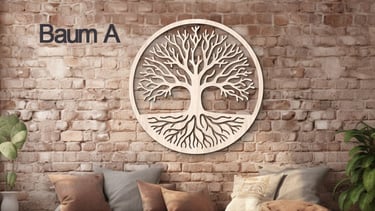a couch with a tree in the middle of it