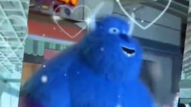 a blue monster monster in a restaurant