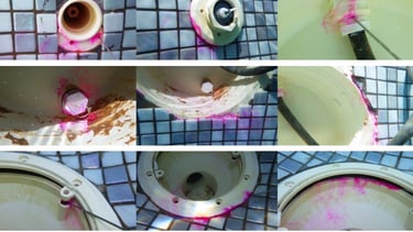 Recherche de fuite a l'encre dans le bassin