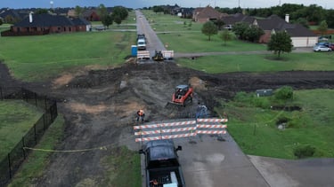 Road construction with equipment.