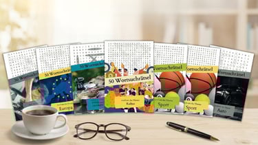 Lern- und Rätselbücher mit Wortsuchrätseln für Kinder und Erwachsene