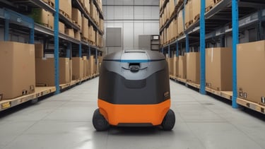 Close-up of a courier scanning a package with a handheld device.