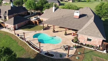 Outdoor Living Space with Pool in a Backyard