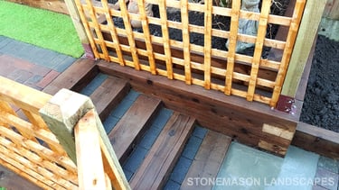 Garden Levelling Sleeper Retaining Wall Steps Planters Trellis Fence Artificial Grass