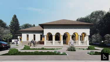 Cabinet medical si de medicina dentara cu arhitectura in stil neoromanesc si regim de inaltime parter