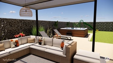 Salon de jardin XXL espace détente et spa