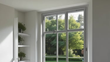 a window that has a plant in it