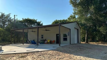 Black Metal Patio in Metal Shed