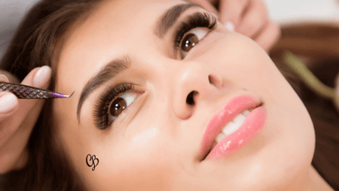 a woman with mega volume lash extensions