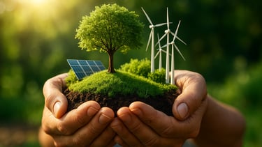 a person holding a small tree in their hands