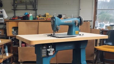 A colorful inflatable bounce house is set up on a city street, surrounded by bubbles floating in the air. Children are playing inside, and a few adults are nearby. The scene is in front of a multi-story building with many windows.