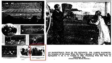 James Naismith playing basketball with his wife Maude photograph