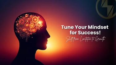 Mindset transformation visual of brain glowing with growth, symbolizing success and positive change.