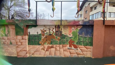 Pictură gard exterior Scooby-Doo.