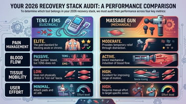 Comparison infographics between TENS and Massage Guns