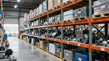 Industrial manufacturing facility with machines in operation