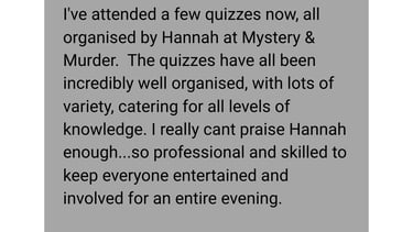 Glowing review for a harry potter themed quiz.