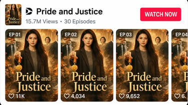 AI series 'Pride and Justice': 15.7M views, verified by platform analytics.