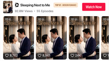 AI drama 'Sleeping Next to Me': Top-ranking 92.8M views, audited partner data.
