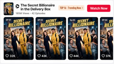 AI series 'The Secret Billionaire': 185M mega views, verified live tracking data.