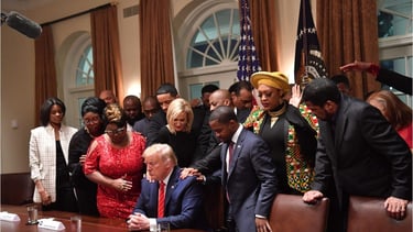 African American Leader Praying for Trump in the Cabinet Room at White House