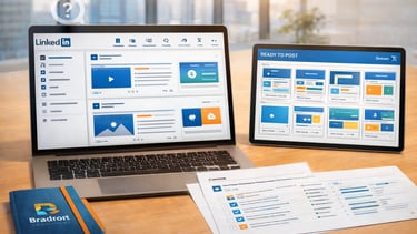 ecran linkedin et carnet publicitaire sur butreau