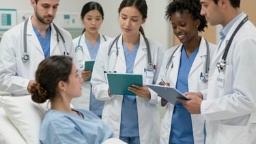 A confident student practicing interview answers in front of a mirror