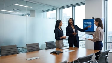 AI healthcare consultants presenting AI readiness planning, ethical AI use, and compliance-aware imp