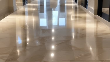 Close-up of a clean polished floor with natural light
