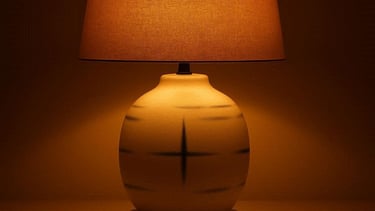 White Ceramic base Table lamp with fabric shade