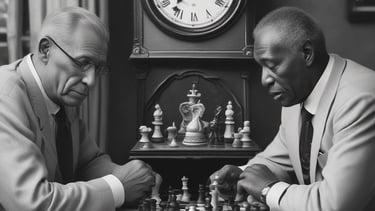 Adults competing in a lively chess tournament sponsored by the organization
