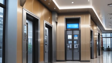 Security camera and elevator inside a commercial building