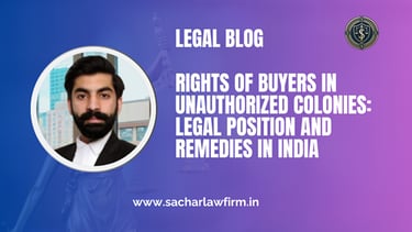 Rights of Buyers in Unauthorized Colonies Legal Position and Remedies in India