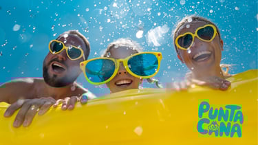 family in waterpark in punta cana