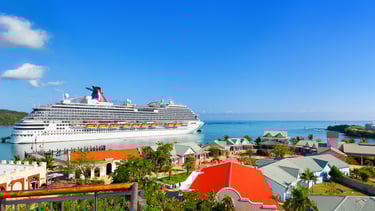 Cruise ship docked at Amber Cove port in Puerto Plata, Dominican Republic