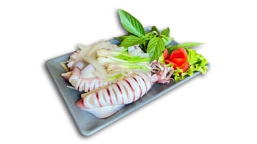 Mực hấp hành gừng