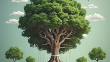 A traditional building with a tiled roof and white walls. There are green doors and windows. In front of the building, there is a garden with vibrant flowers and neatly trimmed hedges. A concrete staircase leads up to the building. The sign in front reads 'GEDUNG PERUNDINGAN'. The sky is overcast, and there are large trees on the right side of the image.