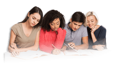 a group of students studying together
