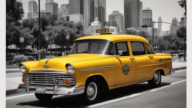 Yellow taxi at the airport offering reliable transportation to SNA and LAX
