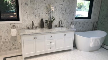 Completed Bay Area bathroom remodel by Asha Construction