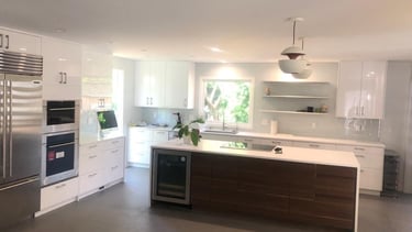 Completed Bay Area kitchen remodel by Asha Construction with new cabinetry