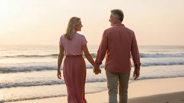 TrueLink World™ Couples experience in Costa Blanca with romantic walk by the sea at sunset.