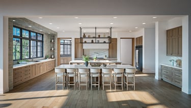 an architectural rendering of a kitchen in a custom home