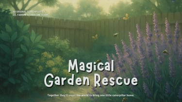 A dreamy garden filled with lush lavender bushes, butterflies, and bees