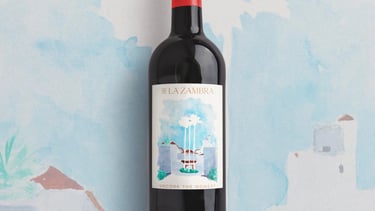 Acuarela para etiqueta botella de vino, La Zambra Resort
