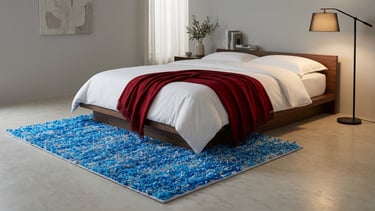 Shreempex Rugs Exporter in India - heavy shaggy hand-tufted rug in royal blue and silver color