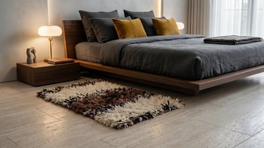 remium hand-tufted high-pile shaggy area rug with brown and cream stripes for Bulk