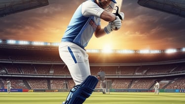 A vibrant cricket game interface showcasing players in action.
