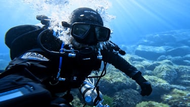 diver using a dry suit